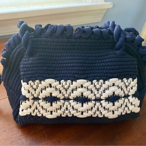 Vintage, blue and white handbag